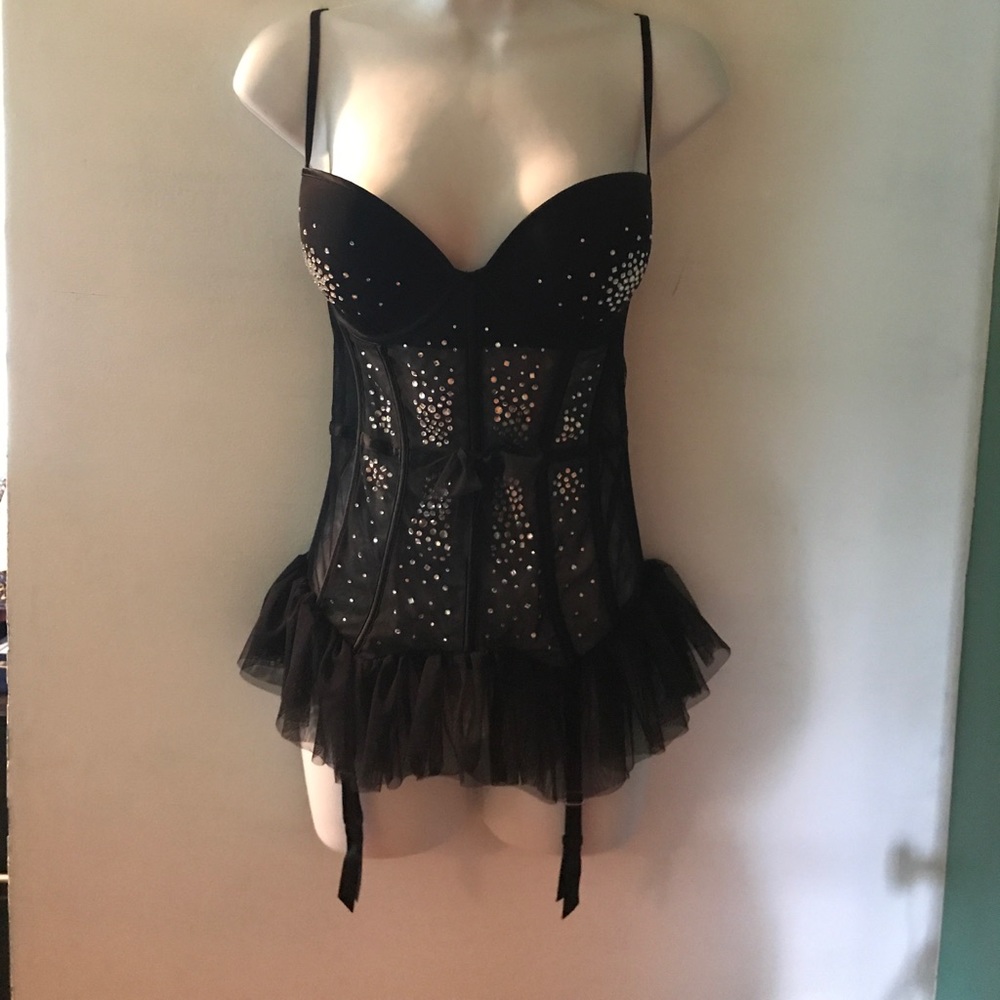 NWT Victoria's Secret black bling corset 34 D